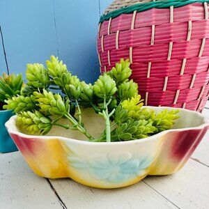 Vintage Shawnee Pottery Dish Oval Succulent Planter Rainbow Pastels Hull Art